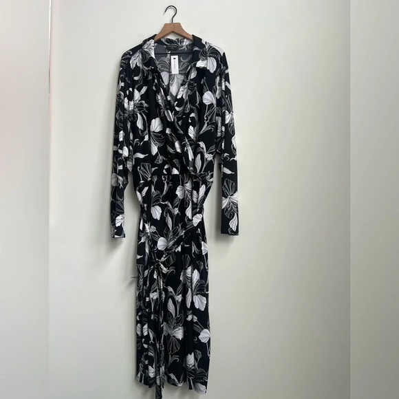 New Lane Bryant Polo Wrap Spring Lily Midi Dress 7X Matte Jersey Long Sleeve - Picture 5 of 15